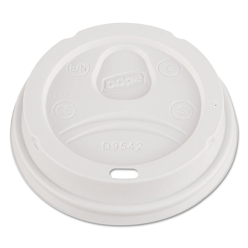 Dixie D9542 Dome Drink-Thru Lids, Fits 12-16oz Paper Hot Cups, White, 100 pack - Image 1
